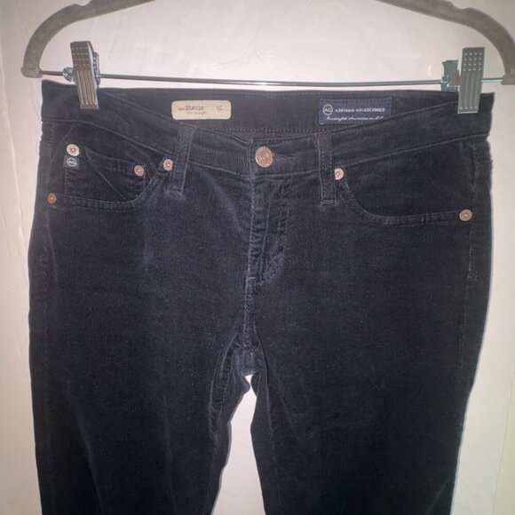 AG Adriano Goldschmied Corduroy Jeans - The Stevie Slim Straight 26R Navy - Picture 1 of 11